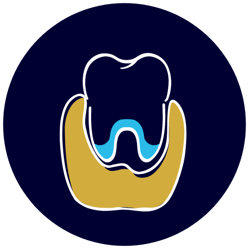 Soins parodontaux de la gencive et de l’os autour des dents, pour les patients développant des parodontites.